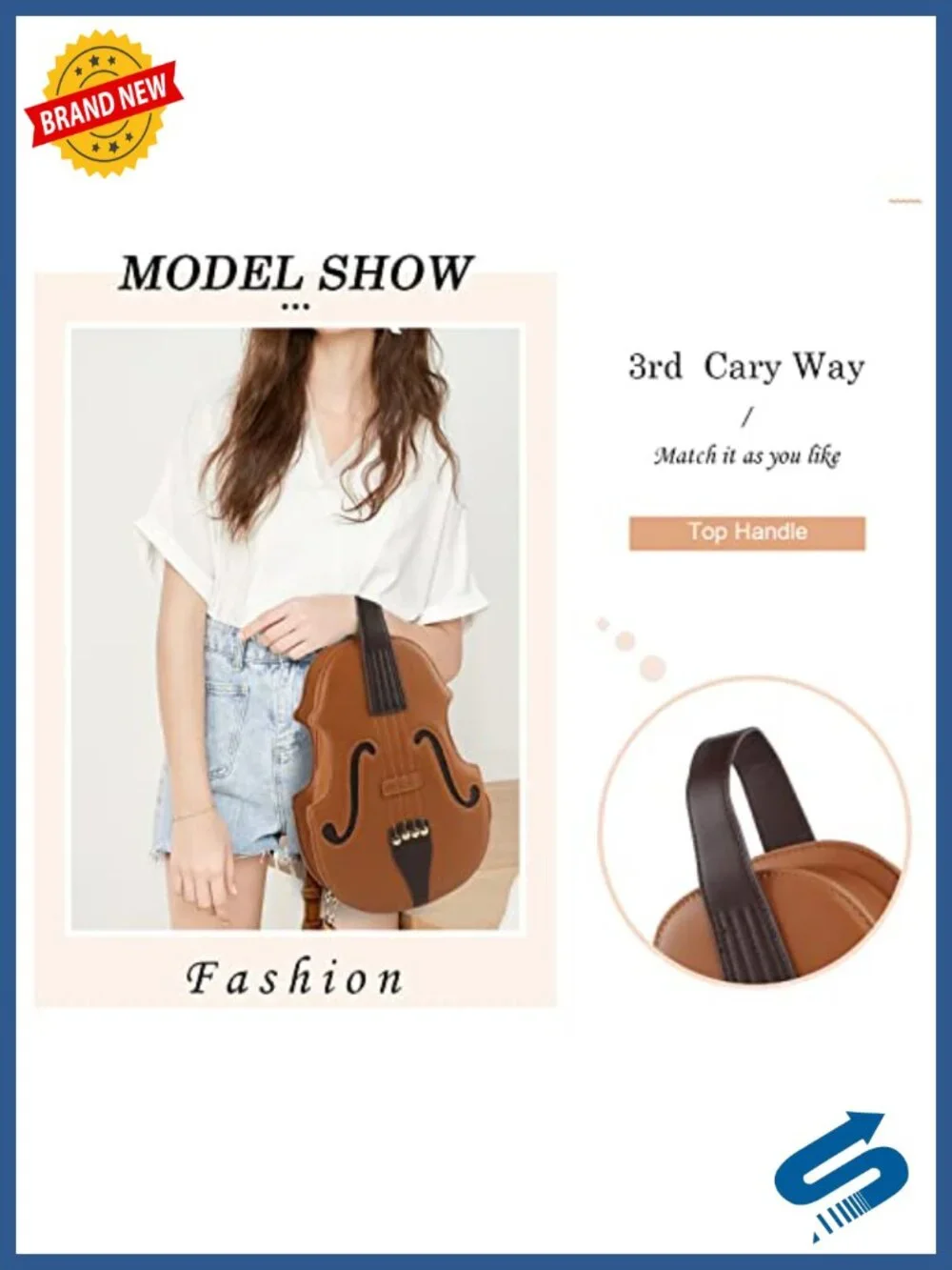PU Leather Violin Shape Tote Bag Crossbody Backpack 5 Ways to Wear Ladies